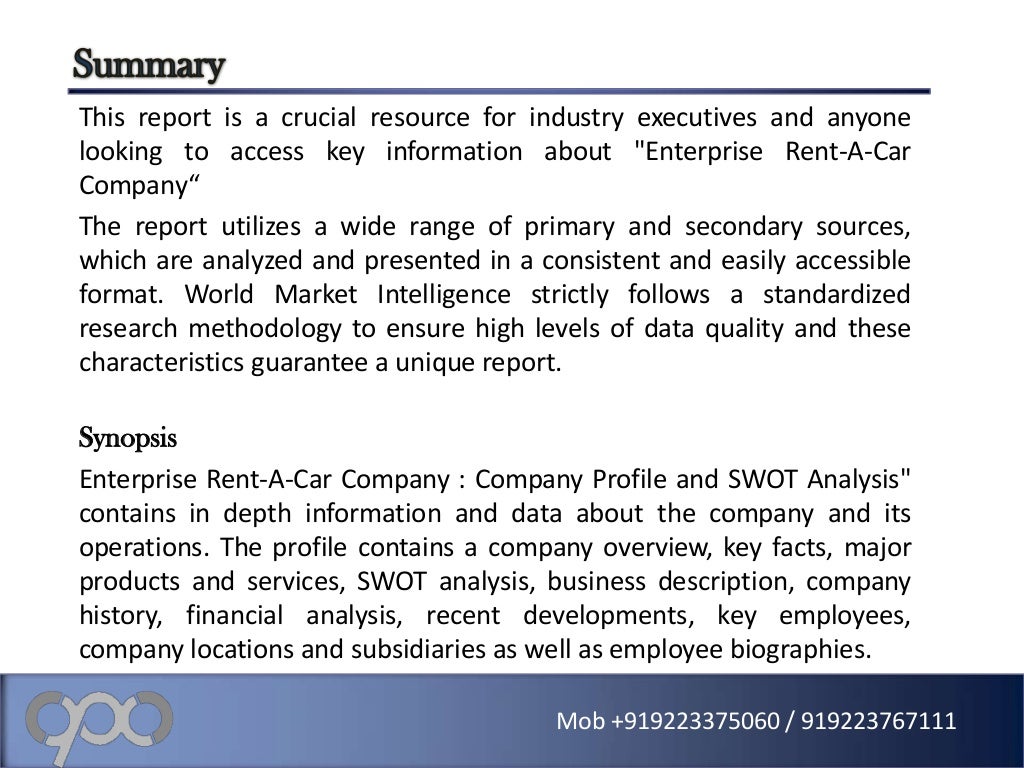 Enterprise RentACar Company Company Profile and Company Profile