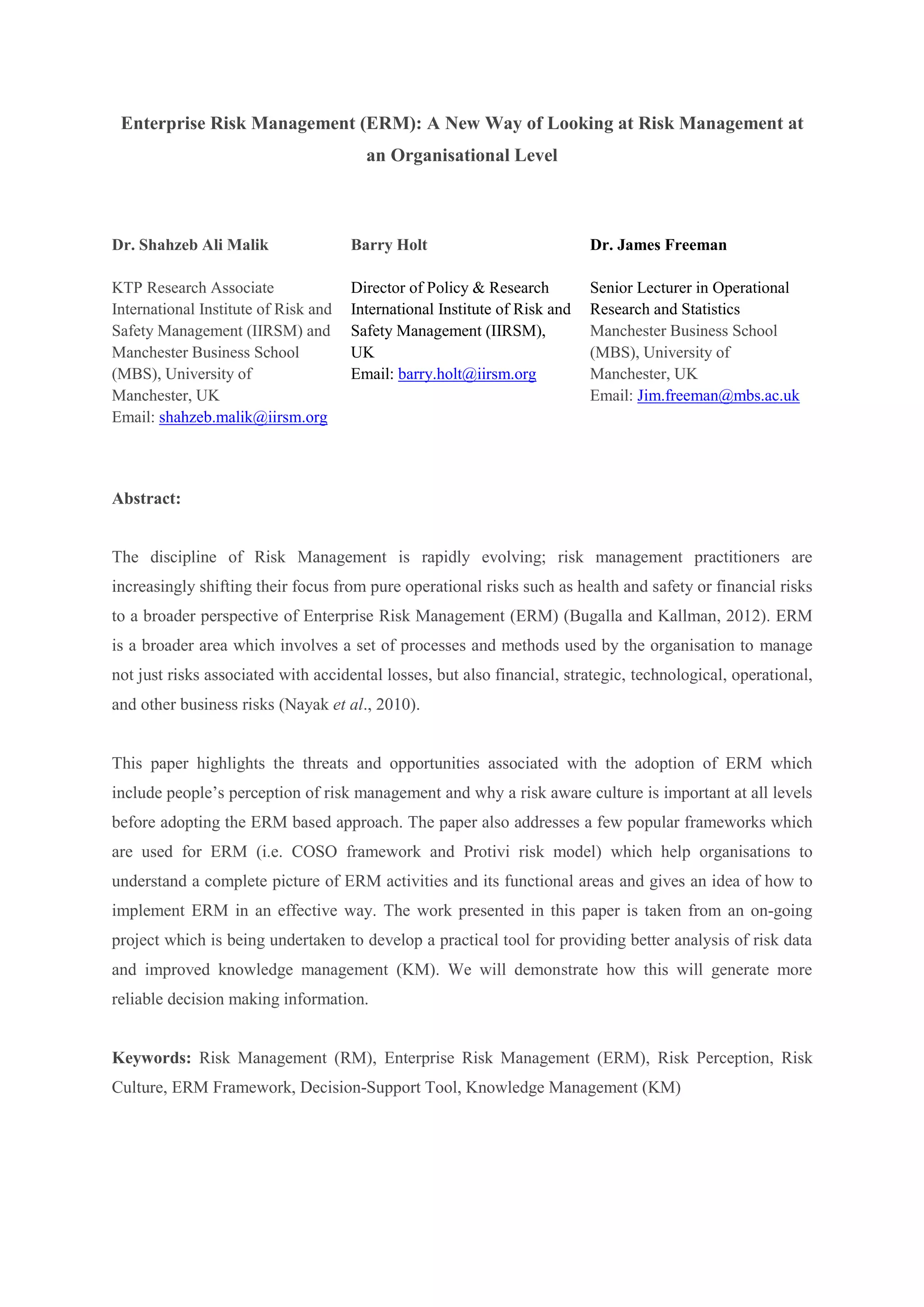 Enterprise risk management | PDF