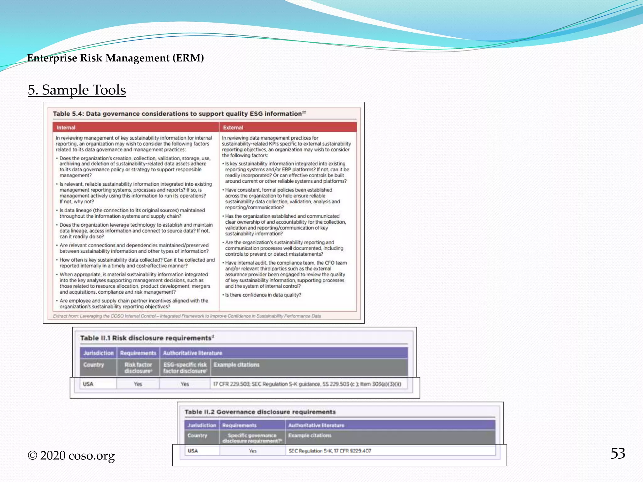 53
5. Sample Tools
Enterprise Risk Management (ERM)
© 2020 coso.org
 