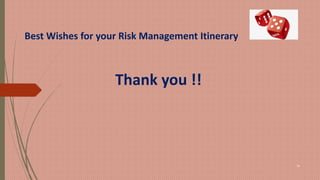 Best Wishes for your Risk Management Itinerary
Thank you !!
14
 