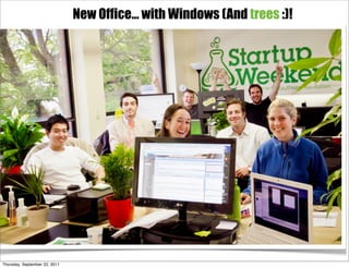 New Office... with Windows (And trees :)!




Thursday, September 22, 2011
 