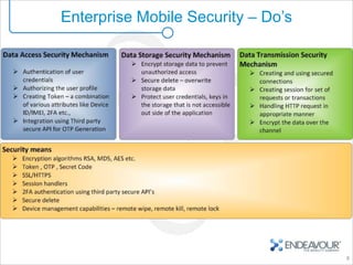 Enterprise Mobile Security – Do’s




                                    8
 