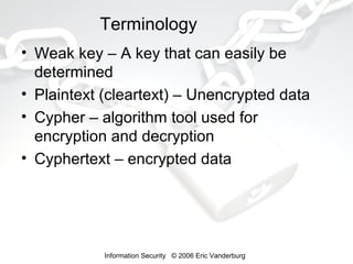 Information Security Lesson 8 - Cryptography - Eric Vanderburg | PPT