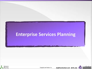 Copyright Lean Kanban Inc. dja@leankanban.com @LKI_dja
Enterprise Services Planning
 