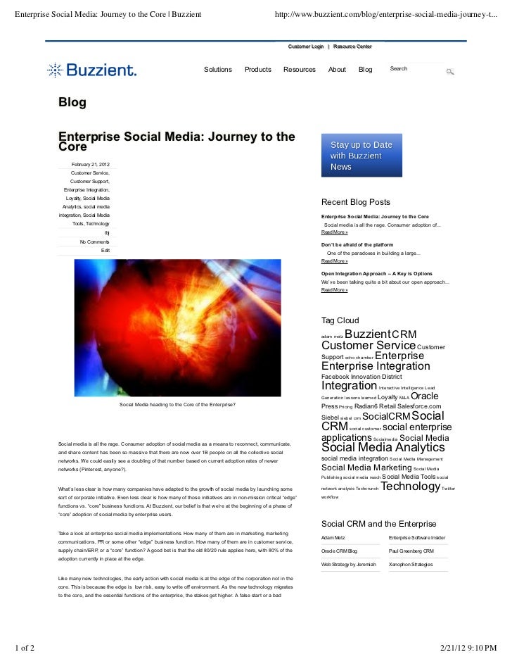 Enterprise Social Media Journey To The Core Buzzient Enterprise Social Media Journey To The Core Buzzient