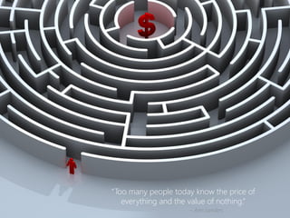 “Too many people today know the price of 
everything and the value of nothing.” 
~ Ann Landers  