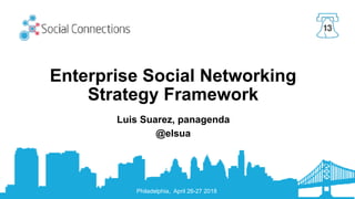 Philadelphia, April 26-27 2018
Enterprise Social Networking
Strategy Framework
Luis Suarez, panagenda
@elsua
 
