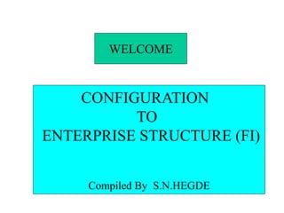 WELCOME
CONFIGURATION
TO
ENTERPRISE STRUCTURE (FI)
Compiled By S.N.HEGDE
 