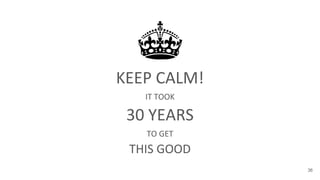 KEEP CALM!
IT TOOK
30 YEARS
TO GET
THIS GOOD
36
 