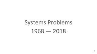 Systems Problems
1968 — 2018
7
 