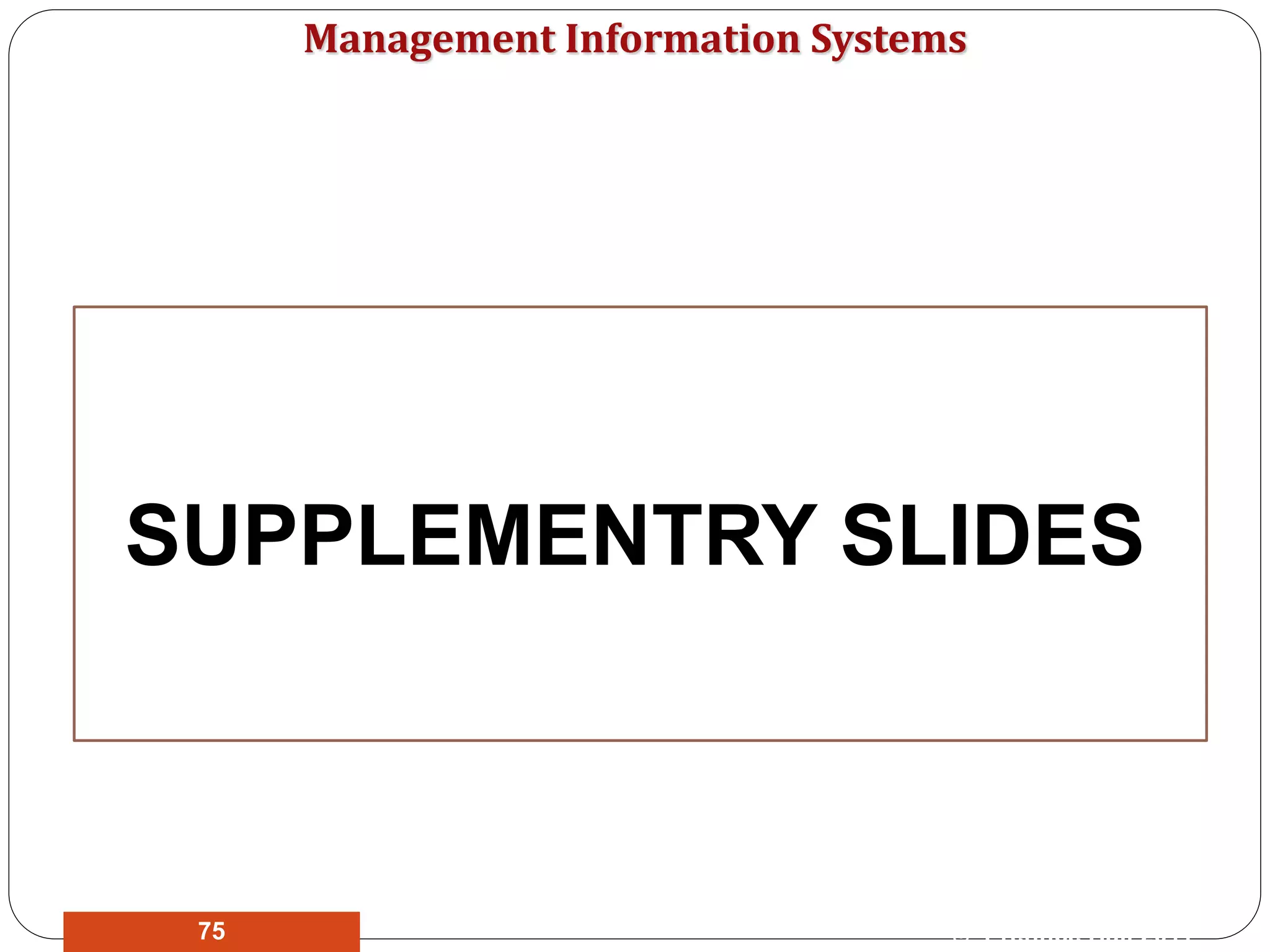 Management Information Systems
SUPPLEMENTRY SLIDES
© Prentice Hall 201175
 