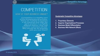 16 January 2019 www.snipe.co.in 34
Competitive Advantage
Sustainable Competitive Advantages
1. Proprietary Elements
2. Superior Organisational Processes
3. Business Model Differentiation
4. Business With Network Effects
 