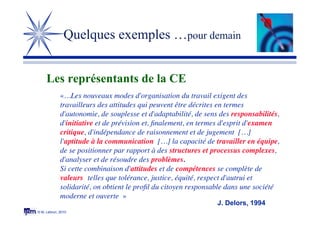 © M. Lebrun, 2010
Quelques exemples …pour demain
Les représentants de la CE
«…Les nouveaux modes d'organisation du travail...