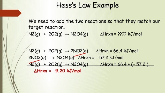 formation delta of n2o4 g for Enthalpy Hess's Law