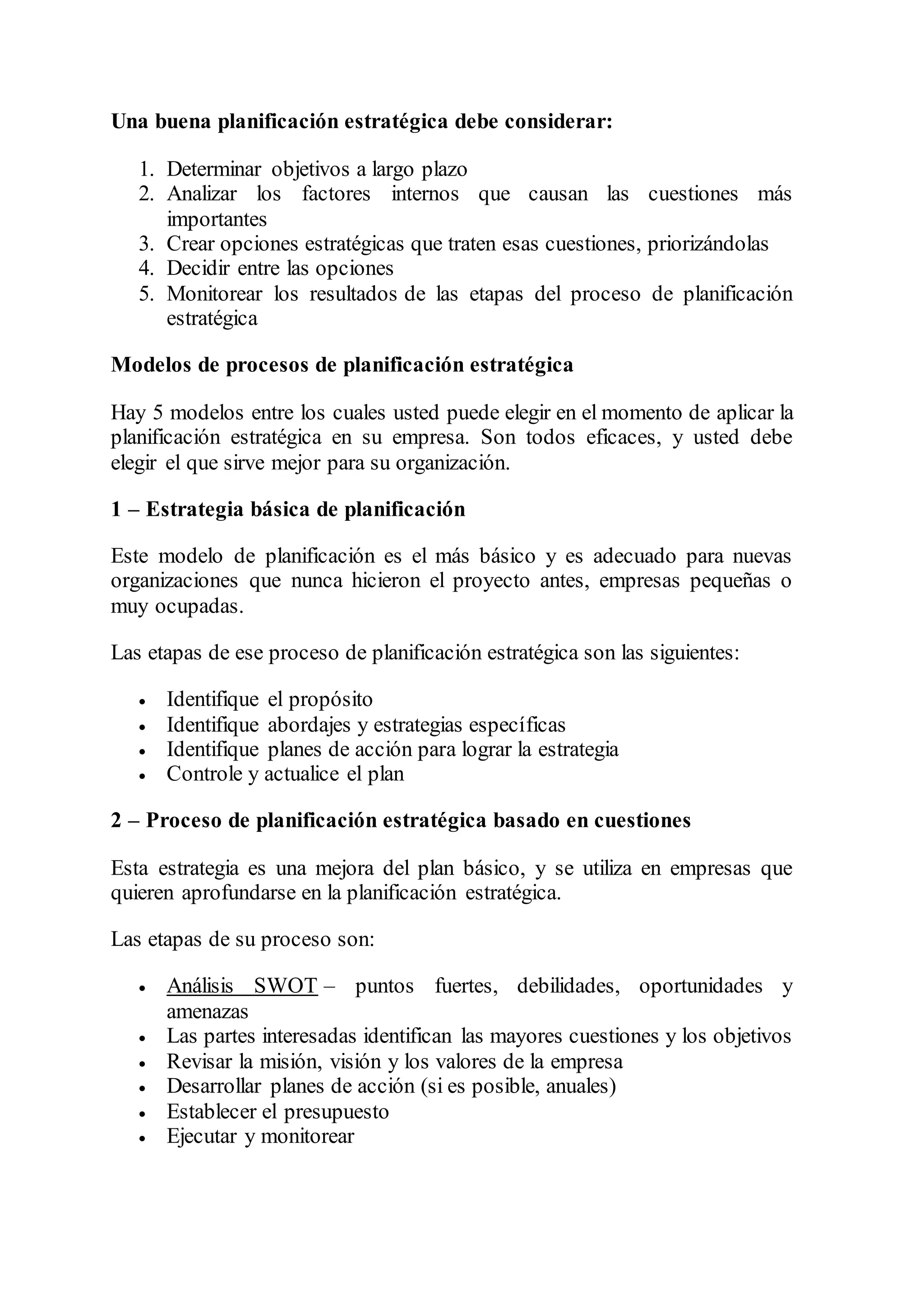 Entienda todas las etapas del proceso de planificación estratégica | PDF