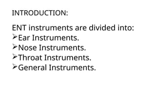 Comprehensive Overview of Ear, Nose, and Throat Surgical Instruments | PPTX