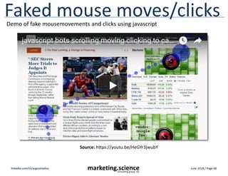 June 2018 / Page 68
marketing.science
consulting group, inc.
linkedin.com/in/augustinefou
Faked mouse moves/clicks
Source:...