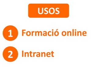 1
2
Formació online
Intranet
USOS
 