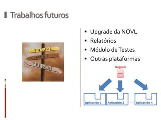 Trabalhos futuros
                     Upgrade da NOVL
                     Relatórios
                     Módulo de Testes
                     Outras plataformas
 