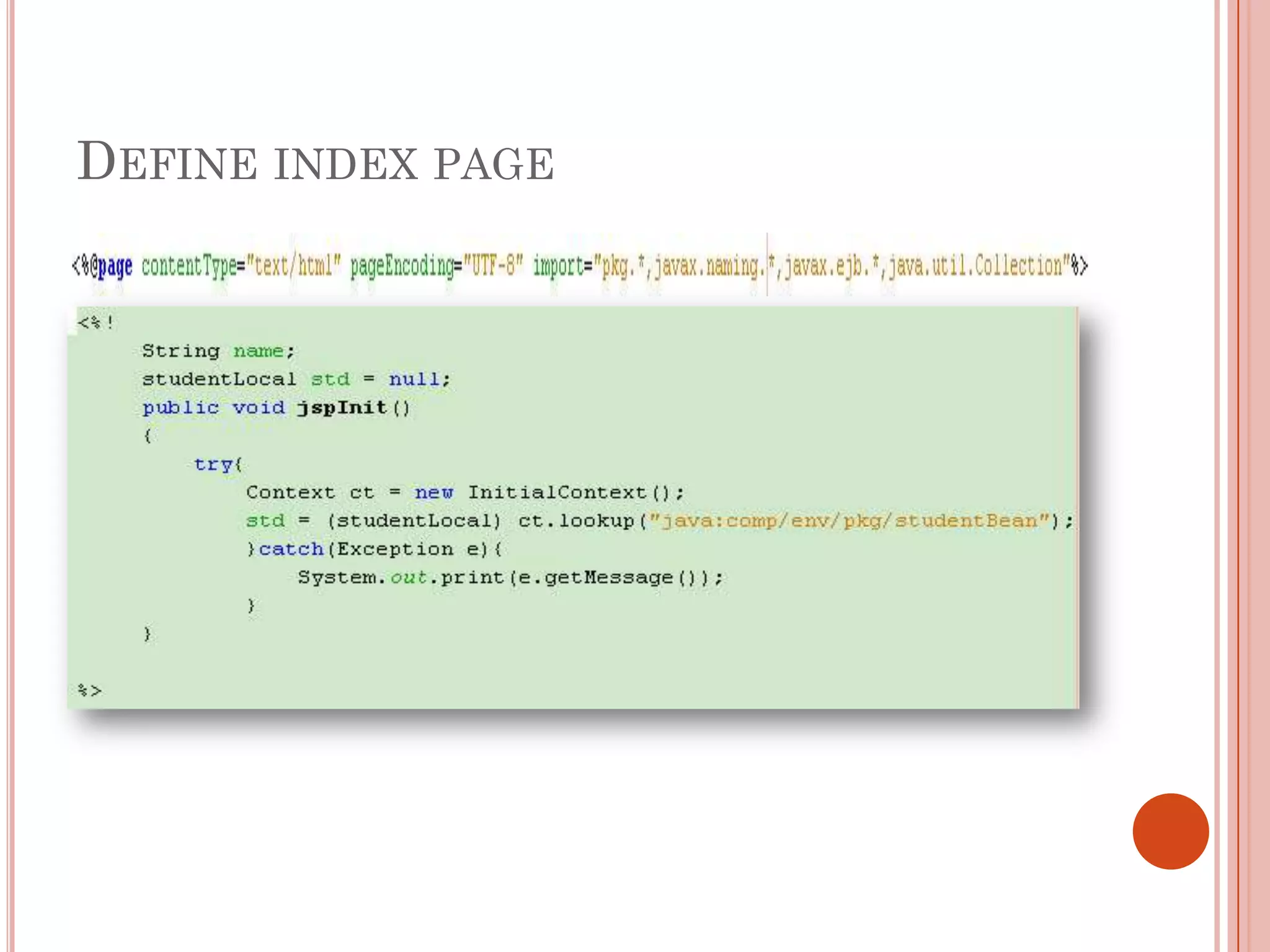 DEFINE INDEX PAGE
 