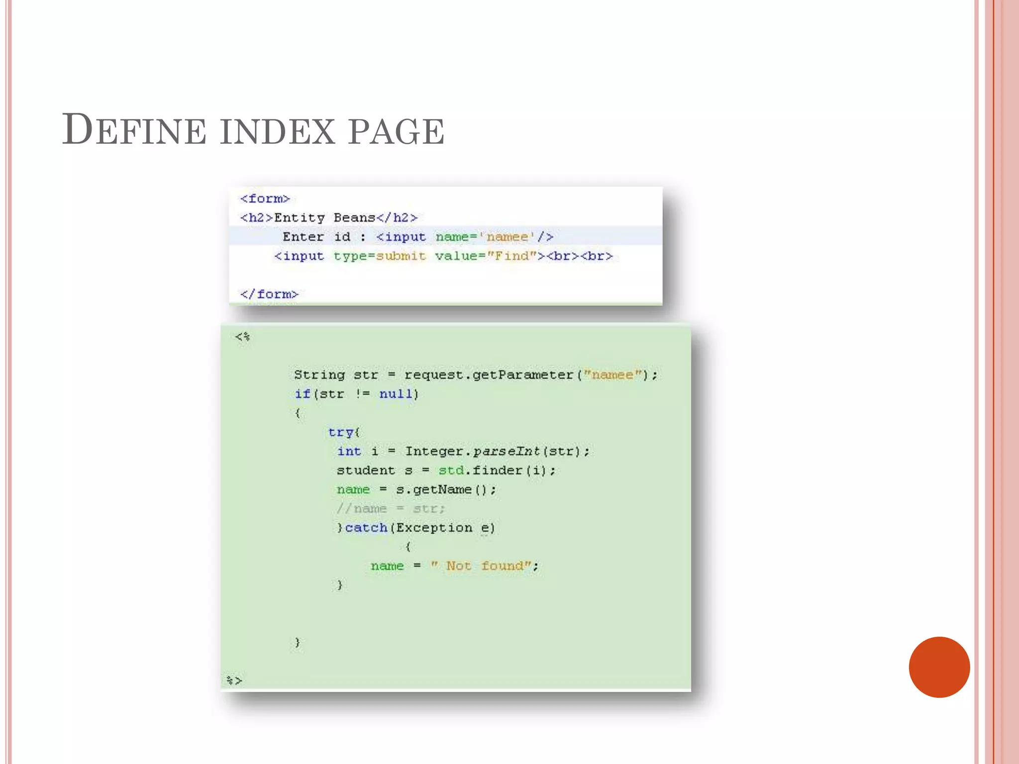 DEFINE INDEX PAGE
 