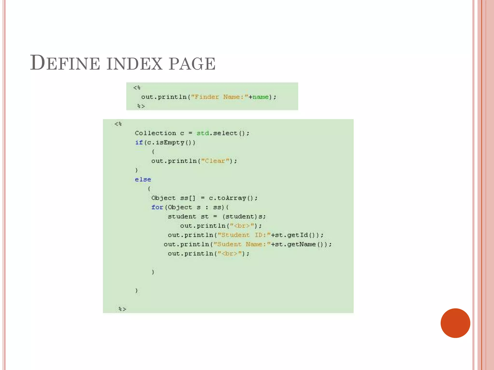 DEFINE INDEX PAGE
 