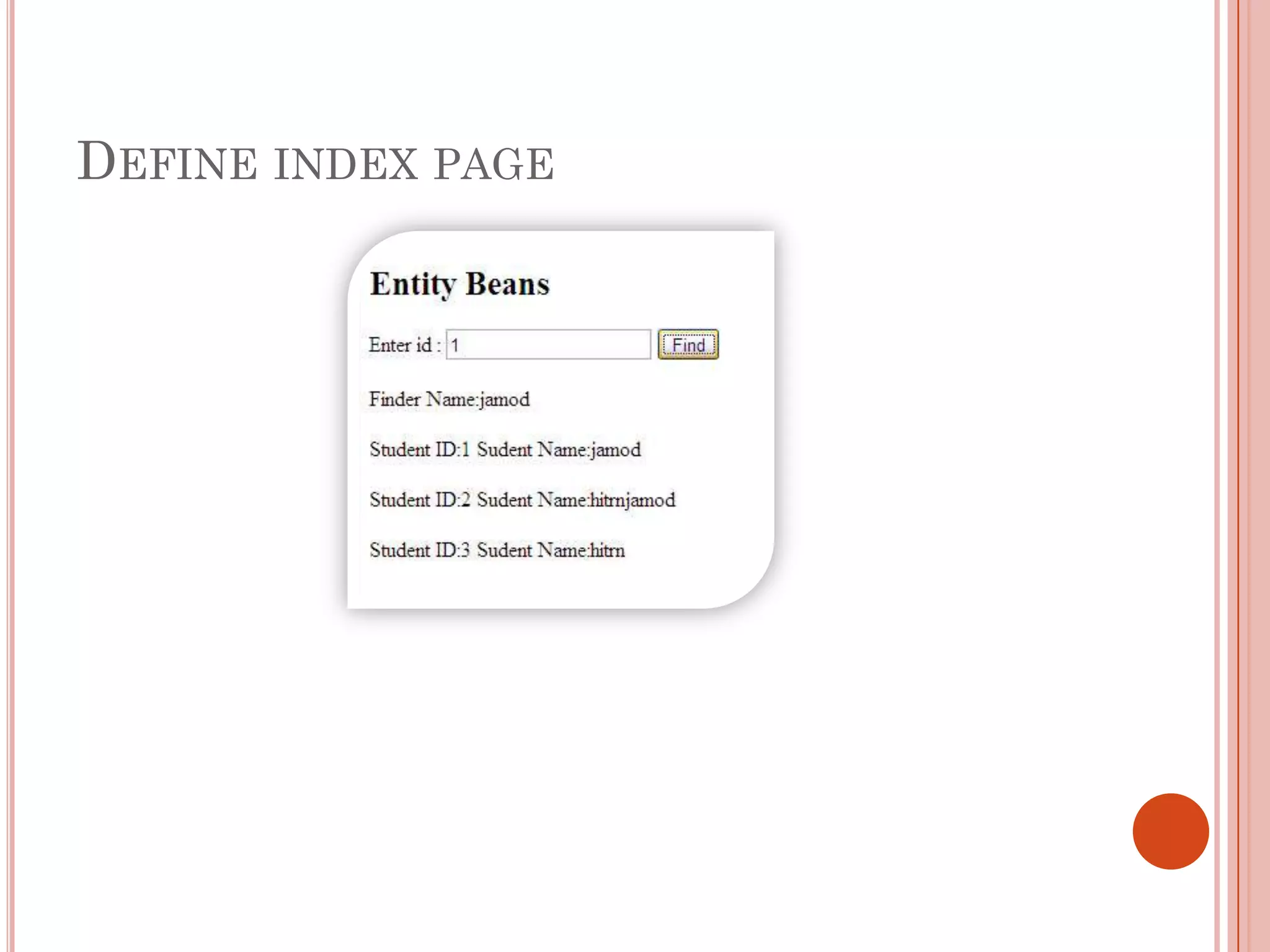 DEFINE INDEX PAGE
 