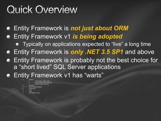 Entity Framework v1 and v2