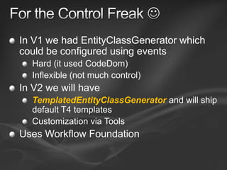 Entity Framework v1 and v2