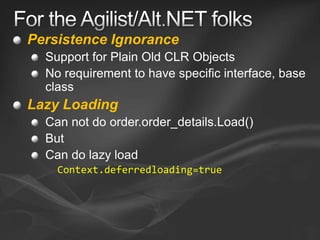 Entity Framework v1 and v2