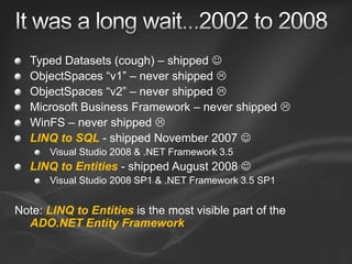 Entity Framework v1 and v2