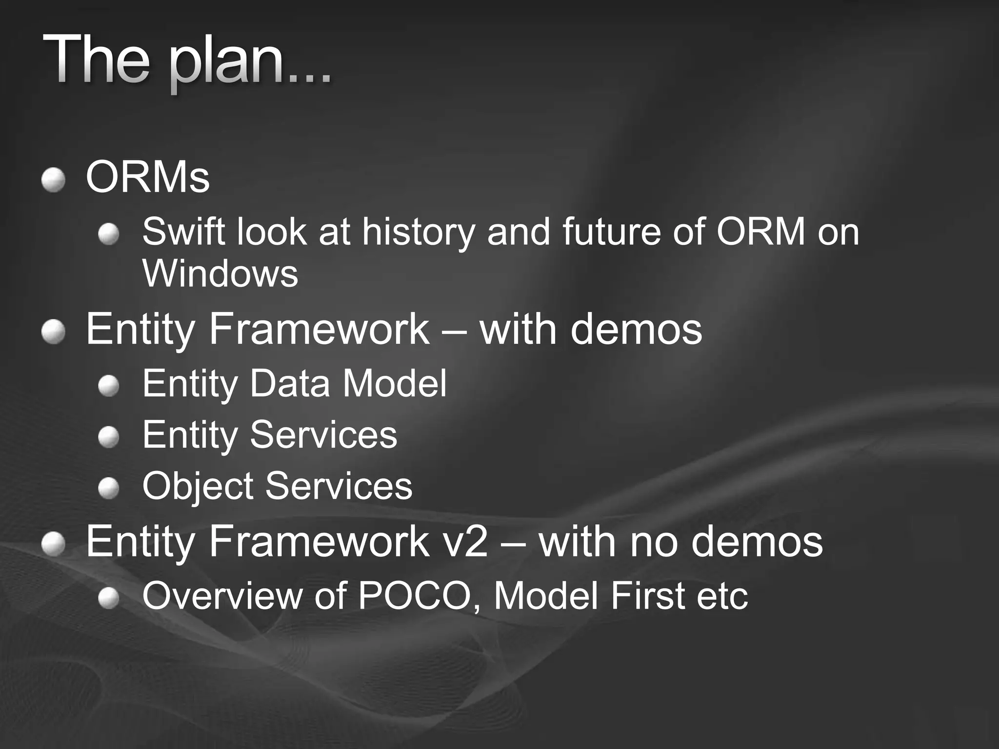Entity Framework V1 and V2