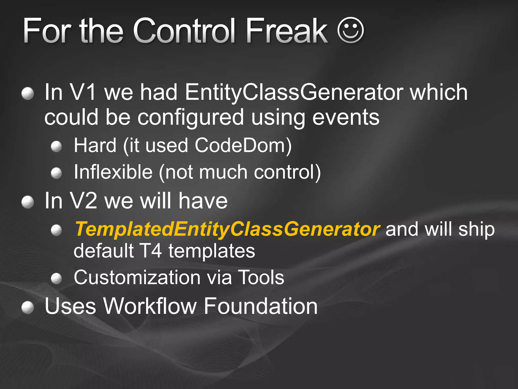 Entity Framework V1 and V2