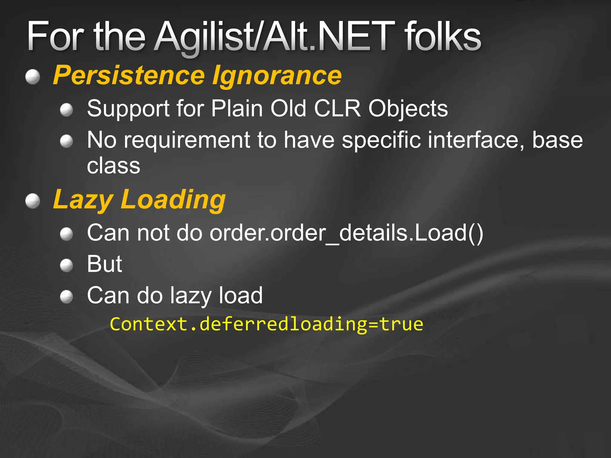 Entity Framework V1 and V2