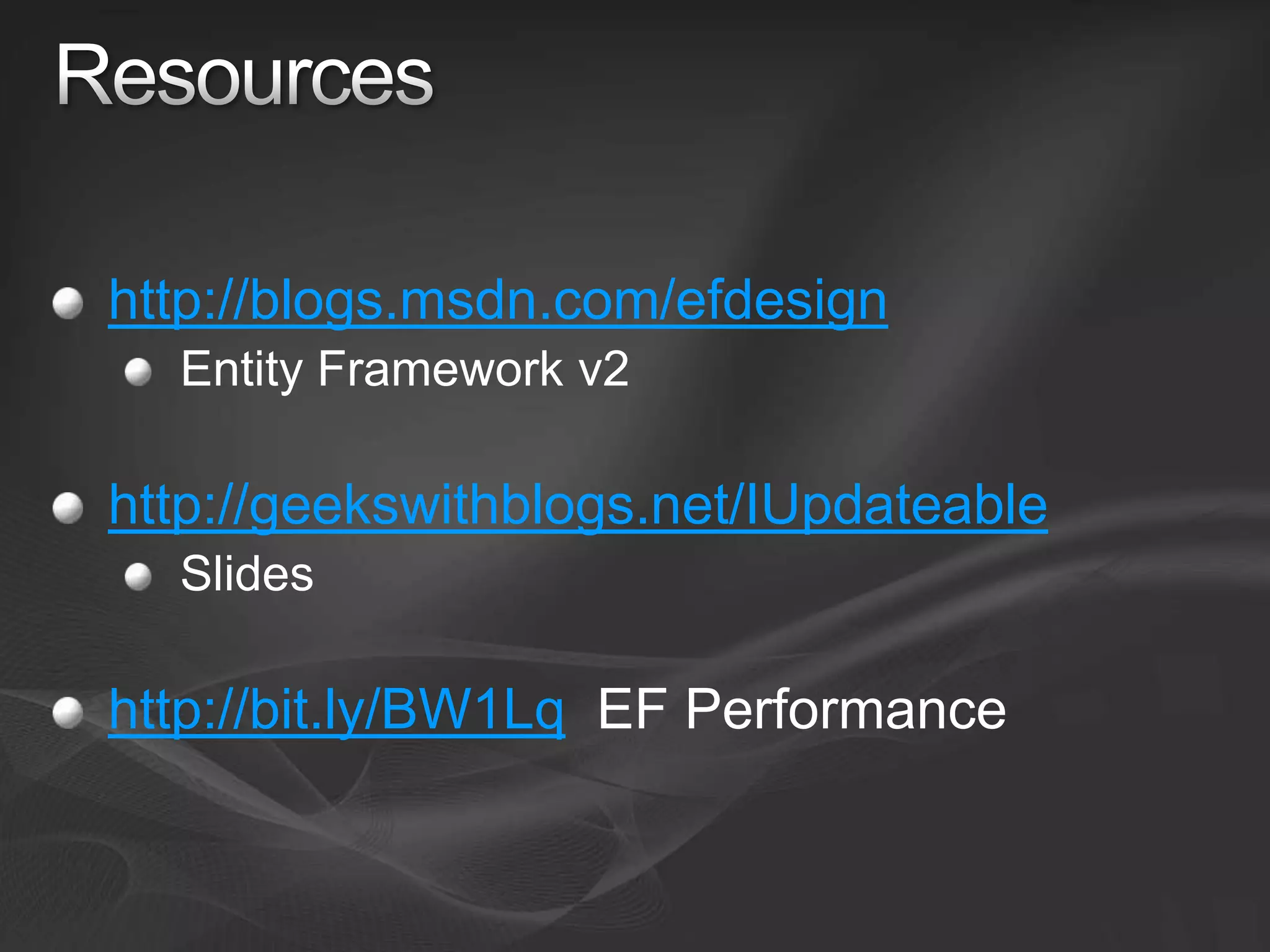 Entity Framework V1 and V2
