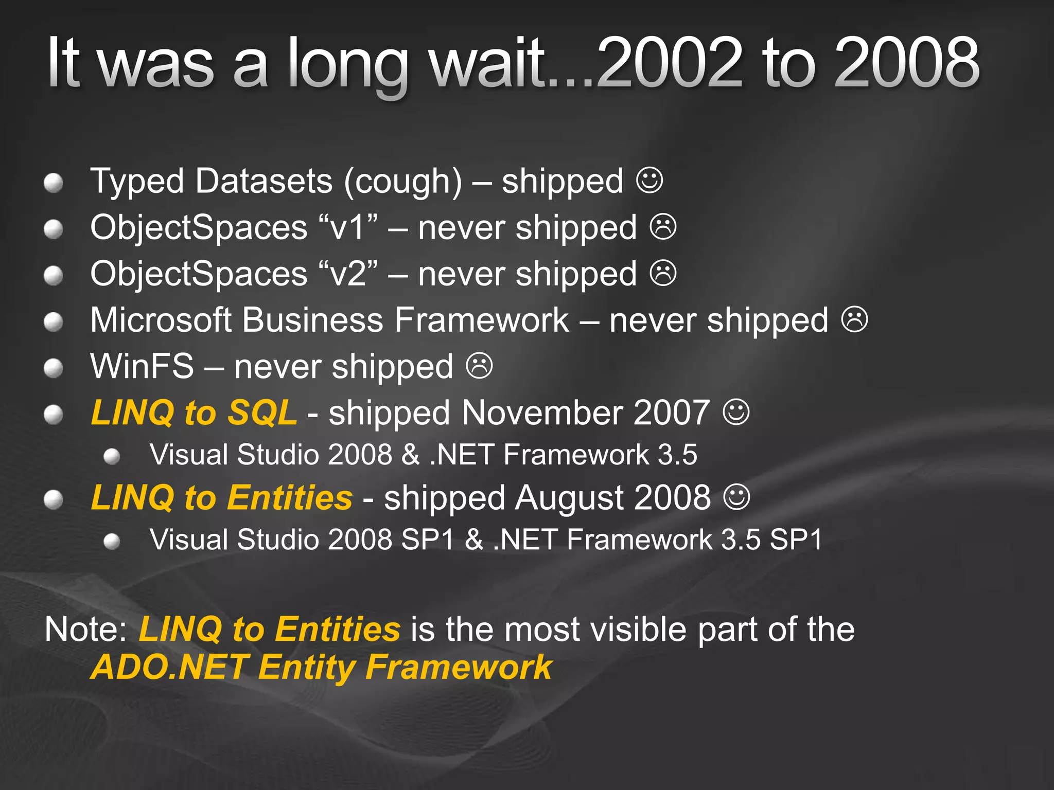 Entity Framework V1 and V2
