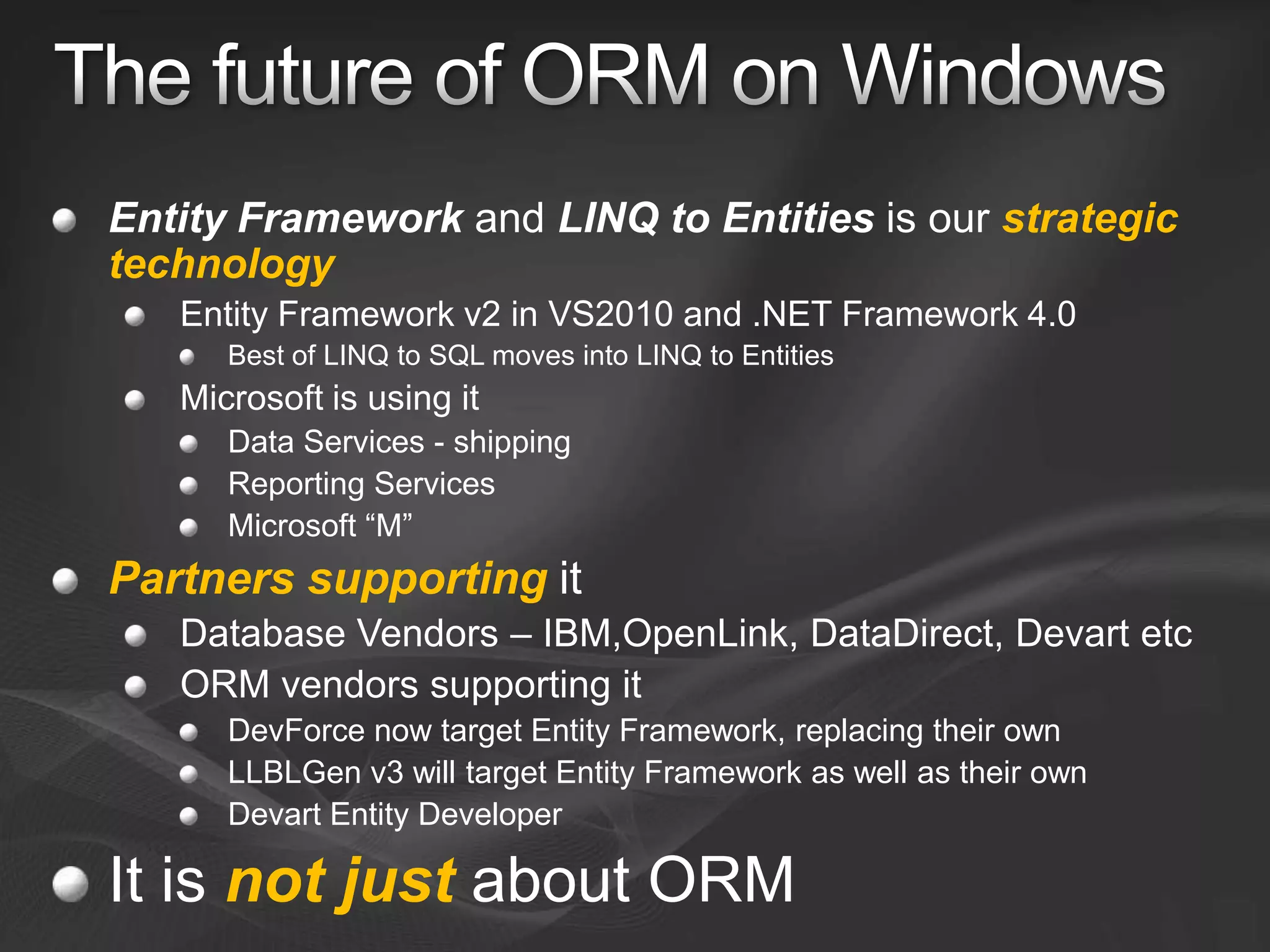 Entity Framework V1 and V2