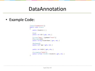 DataAnnotation
• Example Code:

Syed Awn Ali

 