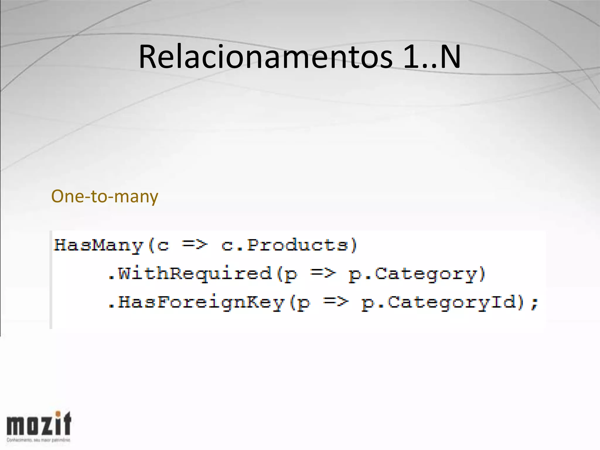 Relacionamentos 1..N One-to-many 