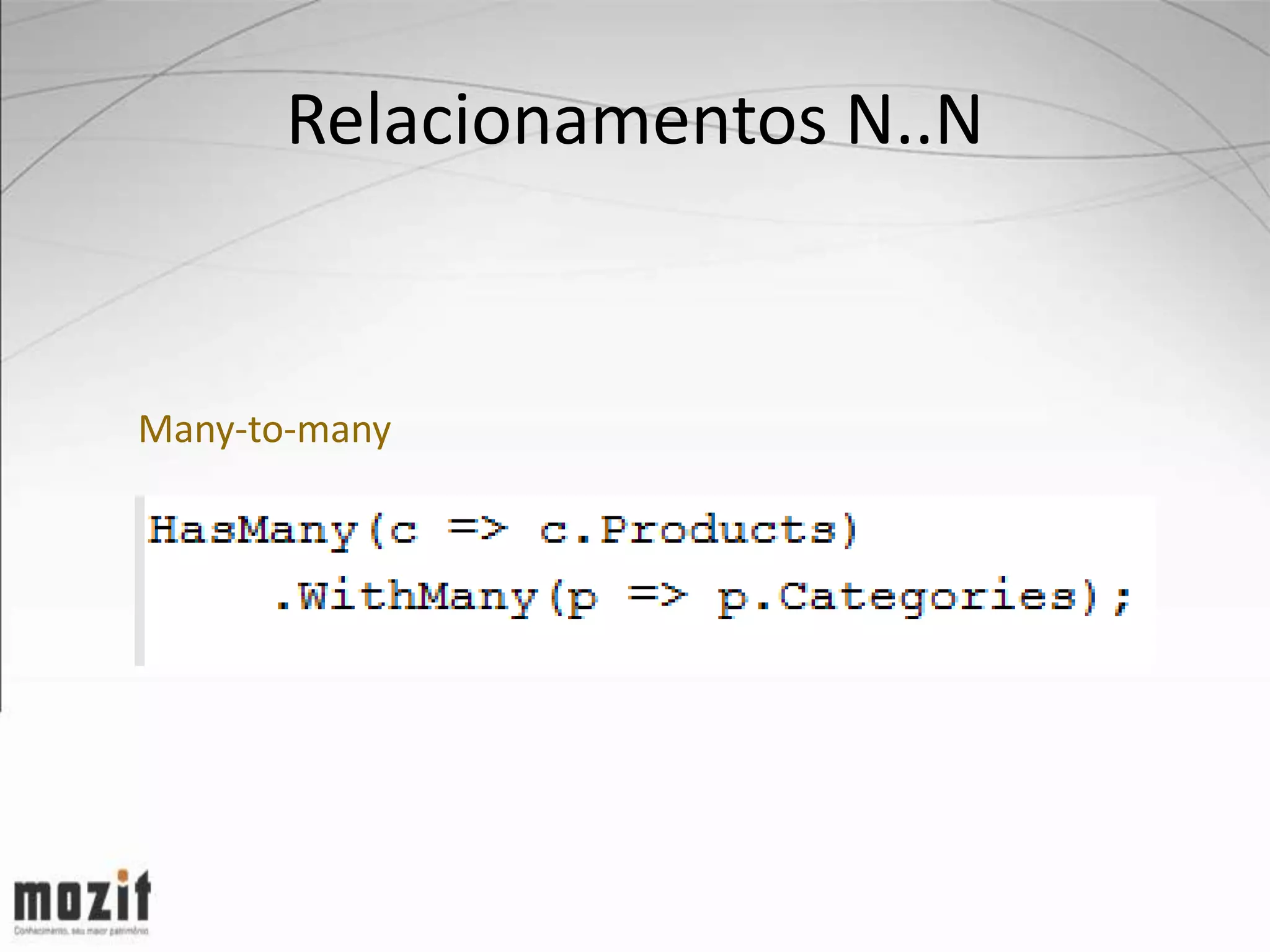 Relacionamentos N..N Many-to-many 