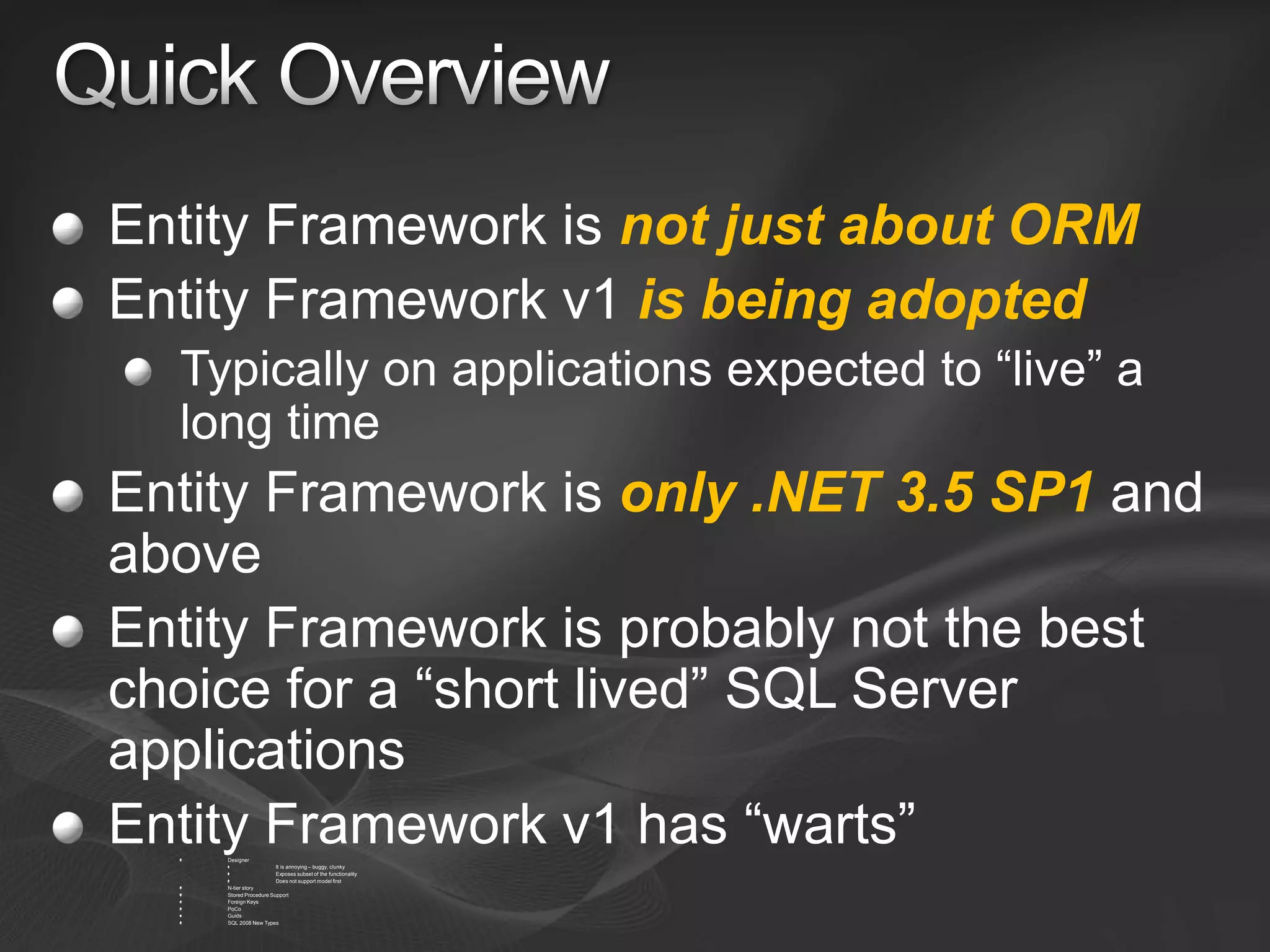 Entity Framework Overview