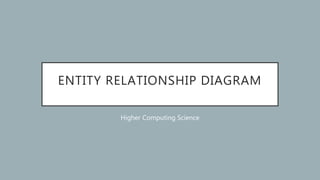 ENTITY RELATIONSHIP DIAGRAM
Higher Computing Science
 
