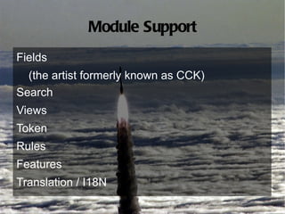 “Fieldable” Nodes Node (entity) Content Type (bundle) Title Created Updated Published Promoted Sticky Author Menu Settings Comments* Admin > Structure > Content Types > Blog > Manage Fields 