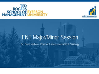 ENT Major/Minor Session
Dr. Dave Valliere, Chair of Entrepreneurship & Strategy
 
