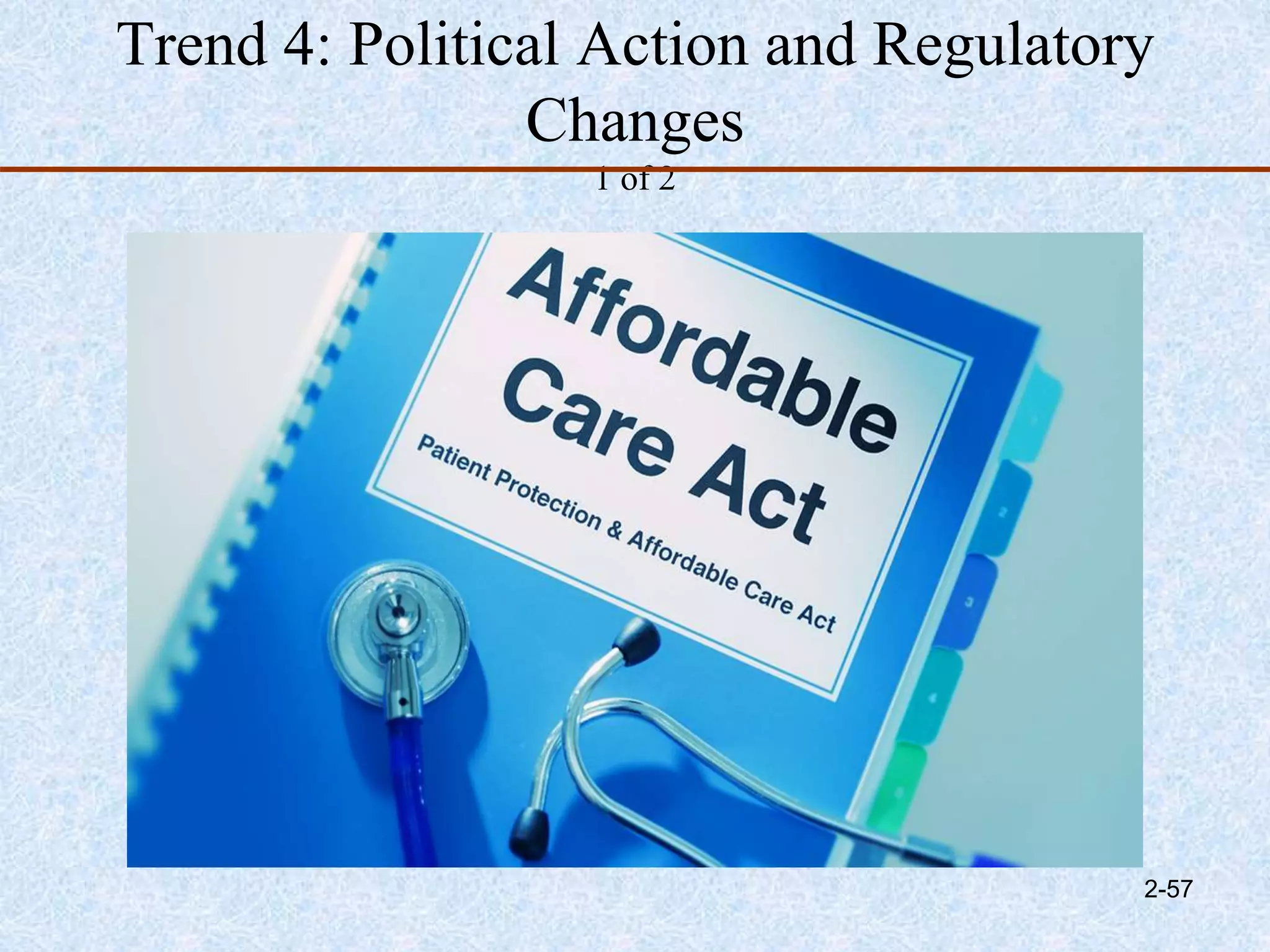 Trend 4: Political Action and Regulatory
Changes
1 of 2
2-57
 