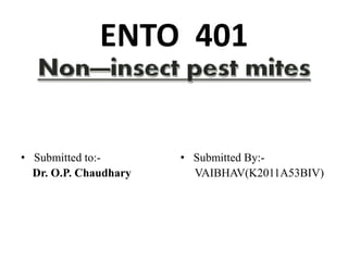 ENTO 401
• Submitted to:-
Dr. O.P. Chaudhary
• Submitted By:-
VAIBHAV(K2011A53BIV)
 