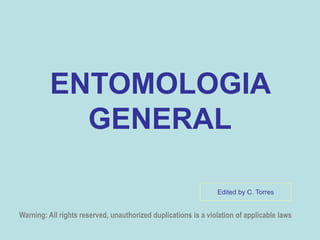 ENTOMOLOGIA
GENERAL
Warning: All rights reserved, unauthorized duplications is a violation of applicable laws
Edited by C. Torres
 