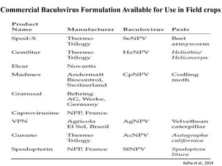Commercial Baculovirus Formulation Available for Use in Field crops
Kalha et al., 2014
 