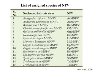 List of assigned species of NPV
Devi et al., 2016
 