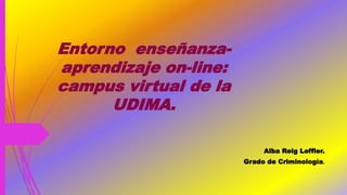Entorno enseñanza-
aprendizaje on-line:
campus virtual de la
UDIMA.
Alba Reig Leffler.
Grado de Criminología.
 